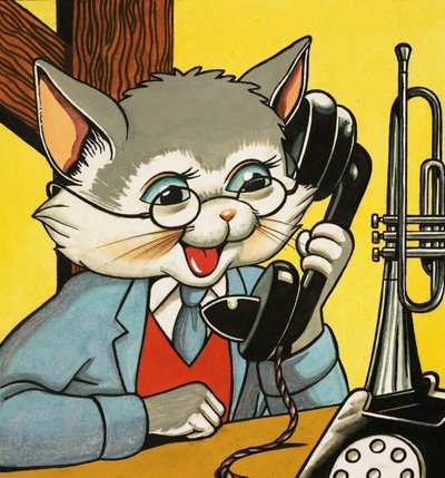 Gatto che risponde al telefono da English School