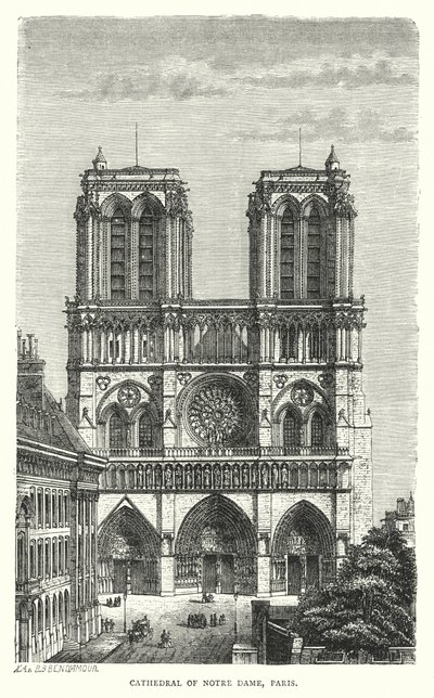 Cattedrale di Notre Dame, Parigi (incisione) da English School