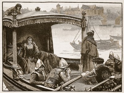 Catherine Howard portata alla Torre, illustrazione da Cassells Illustrated History of England da English School