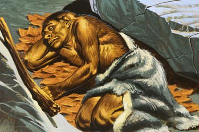 Uomo delle caverne che dorme da English School