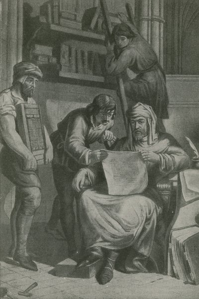 Caxton esamina la sua prima prova da English School
