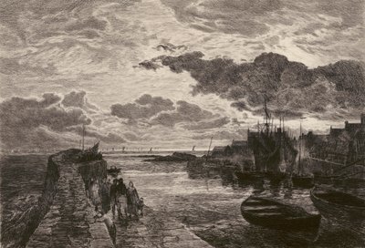 Porto di Cellardyke, inciso da Chauvel, dopo Sam Bough da English School