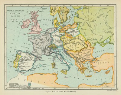 Europa centrale e occidentale (litografia a colori) da English School