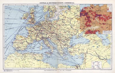Europa centrale e meridionale, commerciale (litografia a colori) da English School
