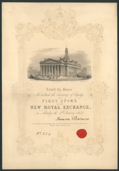 Cerimonia di posa della prima pietra della Nuova Borsa Reale, Londra, il 17 gennaio 1842 da English School