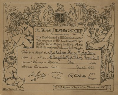 Certificato rilasciato dalla Royal Drawing Society da English School