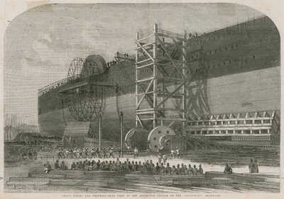 Tamburi a catena e ingranaggi di controllo utilizzati nel tentativo di lancio del Leviathan da English School