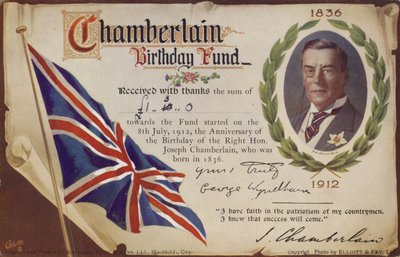 Fondo per il compleanno di Chamberlain da English School