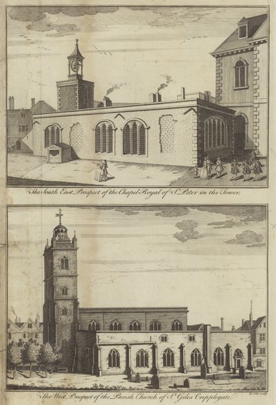 Cappella Reale di St Peter nella Torre e Chiesa di St Giles Cripplegate, Londra da English School