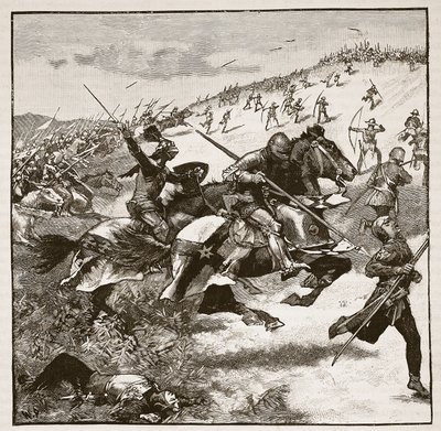 Carica degli scozzesi a Homildon Hill, illustrazione da Cassells Illustrated History of England da English School