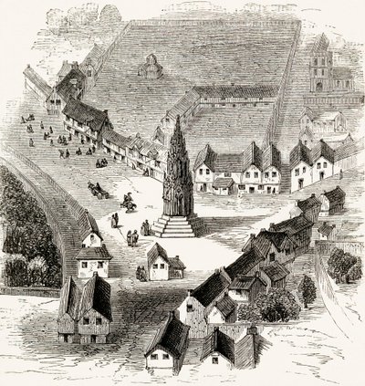 Charing Cross, Londra, nel XVI secolo, c.1865 da English School