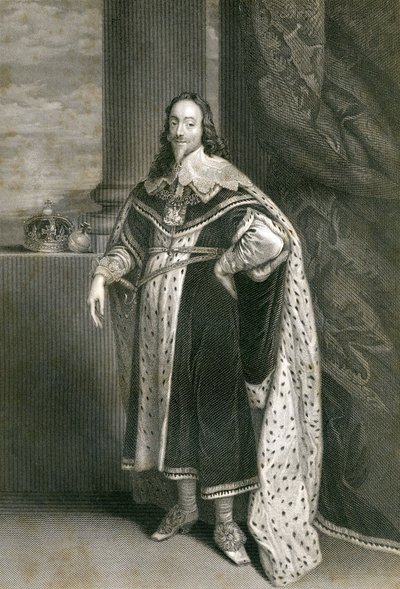 Carlo I, inciso da F. Holl dopo Van Dyck, XIX secolo da English School