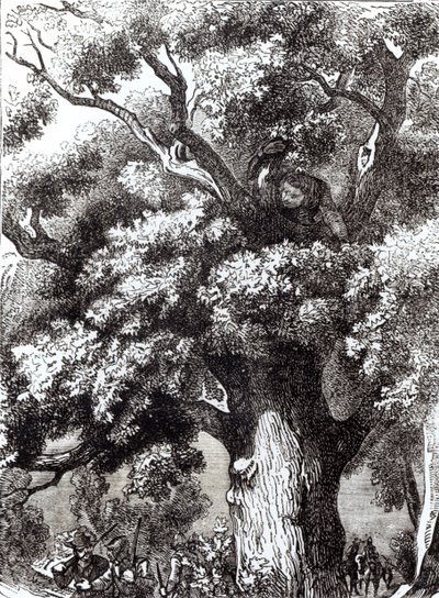 Carlo II (1630-85) nascosto nella quercia, 14 ottobre 1651 da English School