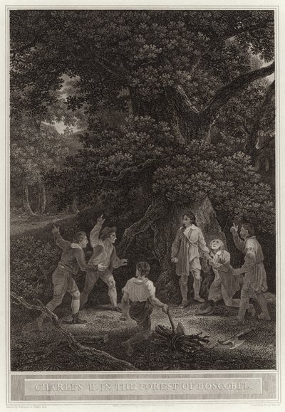 Carlo II nella foresta di Boscobel da English School