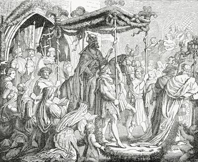 Carlo IV, Sacro Romano Imperatore, in visita a Papa Urbano V ad Avignone nel 1365 da English School