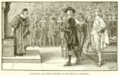 Carlo I e il Principe Rupert nella Camera dei Comuni da English School