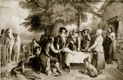 Carlo I alla vigilia della Battaglia di Edgehill, 22 ottobre 1642, illustrazione da Hutchinsons Story of the British Nation da English School