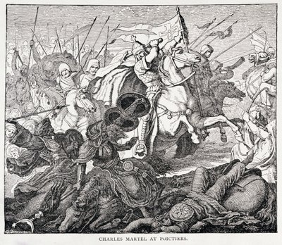Carlo Martello (c.688-741) a Poictiers, da La storia della Francia, di Emile de Bonnechose, pubblicato da Ward, Lock and Co, Londra da English School
