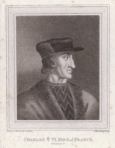 Carlo VI, re di Francia (incisione) da English School