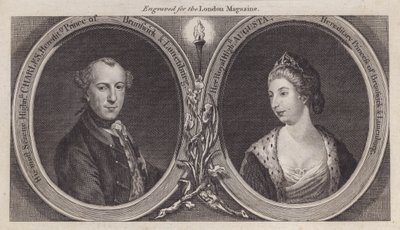 Charles William Ferdinand, Duca di Brunswick, e sua moglie, la Principessa Augusta, sorella di Re Giorgio III da English School