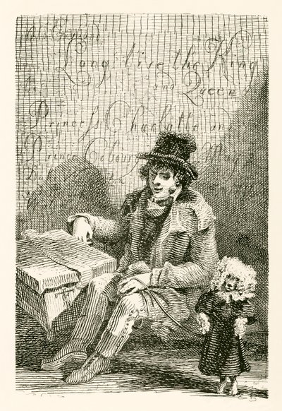 Charles Wood, un uomo cieco, con un organo e un cane danzante da English School