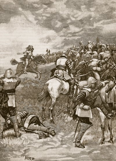 Carlo alla Battaglia di Naseby, illustrazione da Cassells Illustrated History of England da English School