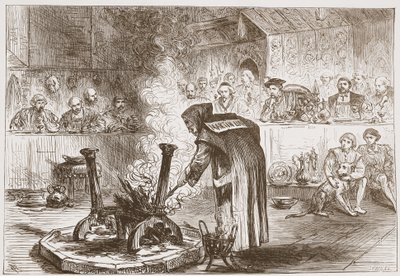 Carlo che vede il gioco delle maschere, illustrazione da La storia del protestantesimo di James Aitken Wylie, pub. 1878 da English School