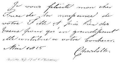 Charlotte, (Moglie di Fredk K di Wirtemberg) da English School