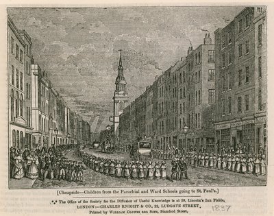 Cheapside - Bambini delle scuole parrocchiali e di quartiere che vanno a St Pauls, 1837 da English School