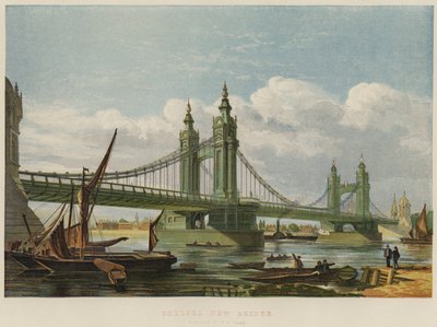 Il nuovo ponte di Chelsea (cromolitografia) da English School