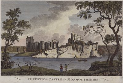 Castello di Chepstow, Monmouthshire (incisione colorata) da English School