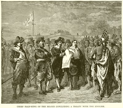 Capo Half-King dei Miamis conclude un trattato con gli inglesi da English School