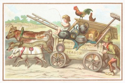 Bambino che guida un carretto, Cartolina di Natale da English School