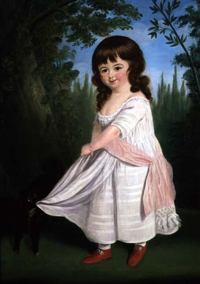 Bambina che gioca con il suo cane, c.1800 da English School