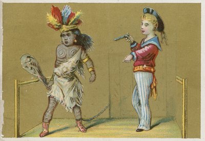 Bambino con pistola e bambino nativo da English School