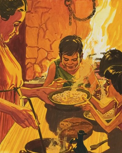 Bambini che mangiano a cena da English School