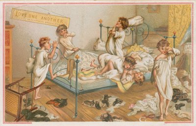Bambini che litigano in un dormitorio da English School