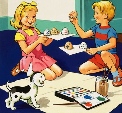 Bambini che dipingono uova da English School