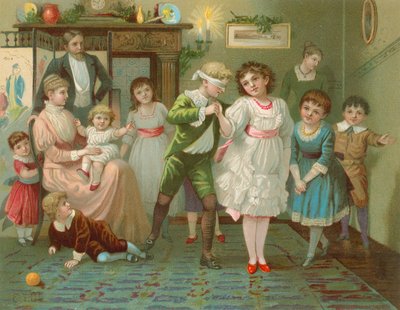 Bambini che giocano a mosca cieca a Natale da English School