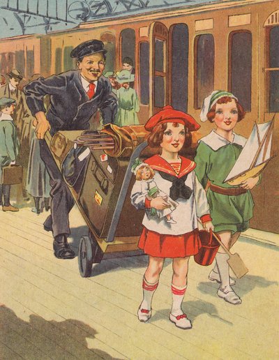 Bambini che viaggiano in treno per le vacanze da English School