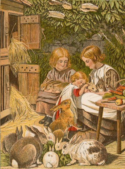 Bambini con i loro coniglietti da English School