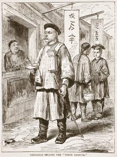 Cinese che vende la Gazzetta di Pechino, illustrazione da Cassells Illustrated History of England da English School