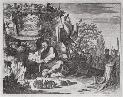 Santi uomini cinesi, illustrazione da una descrizione delle ambasciate in Cina, 1690 da English School