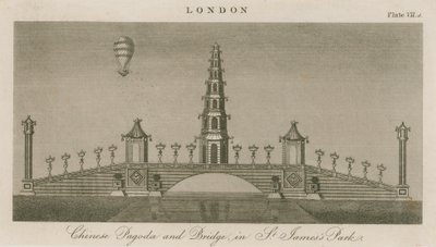 Pagoda cinese e ponte, St Jamess Park, Londra da English School