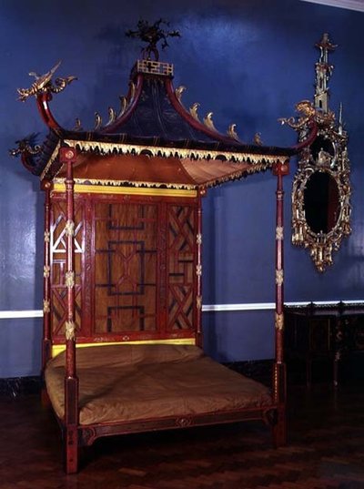 Letto in stile cinese Chippendale, da Badminton, Gloucestershire, 1750-54 da English School