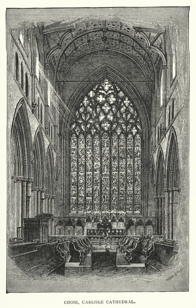 Coro, Cattedrale di Carlisle (incisione) da English School