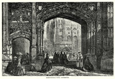 Porta di Christchurch, Canterbury (incisione) da English School
