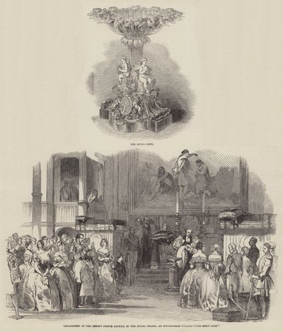 Battesimo del principe infante Arthur, nella cappella reale, a Buckingham Palace (incisione) da English School