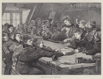 Giorno di Natale a Bordo di una Nave Scuola (incisione) da English School