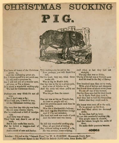 Maialino di Natale, verso datato 1863 da English School